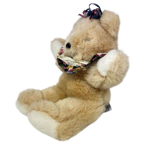 Vintage 1990 World of Smile Teddy Bear 10" Plush Rare Lace Floral Stuffed Animal - Picture 2 of 6